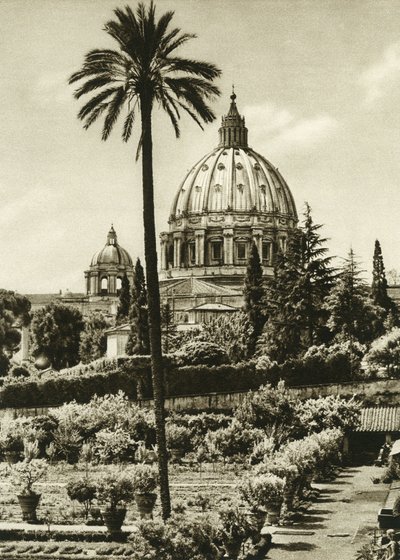 Vue des jardins du Vatican et de la basilique Saint-Pierre à Rome - Unbekannt