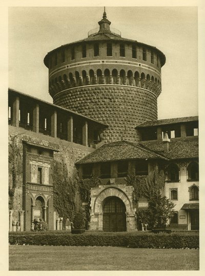 Vue de la cour du Castello Sforzesco à Milan - Unbekannt