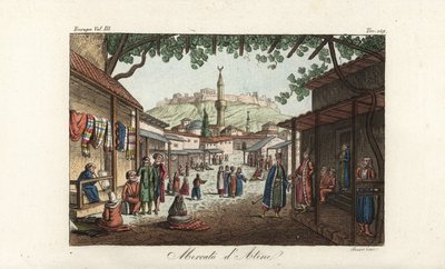 Vue du marché ou bazar à Athènes - Unbekannt
