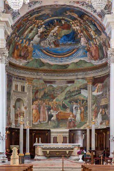 Vue de la nef et du presbytère avec les Histoires de la Vierge, Duomo, Cathédrale de S. Maria Assunta, Spoleto, Ombrie, Italie - Unbekannter Künstler