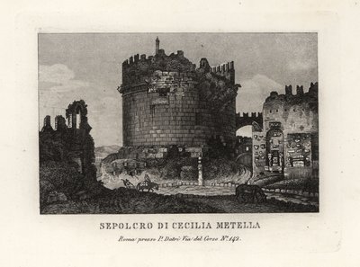 Vue de la ruine du Tombeau de Caecilia Metella, Sepolcro di Cecilia Metella, Rome - Unbekannt