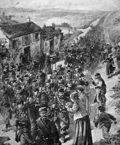Première Guerre mondiale - Soldats français marchant vers le front 1914 - Unbekannter Künstler