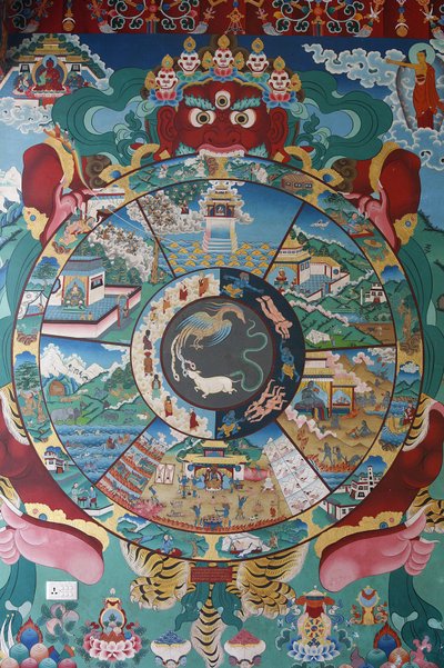 Roue de la vie ou roue du Samsara (Mandala). Monastère de Kopan, Katmandou, Népal - Unbekannt