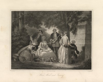 Vin, femmes et chanson, Trieste, c.1850 (gravure) - Unbekannter Künstler