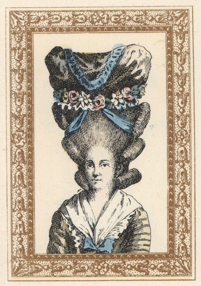 Femme avec bonnet Gabrielle Vergy, noué avec des rubans et des guirlandes de fleurs - Unbekannter Künstler