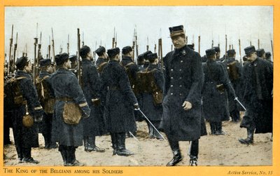 Première Guerre mondiale : Albert Ier de Belgique avec ses troupes (carte postale) - Unbekannter Künstler