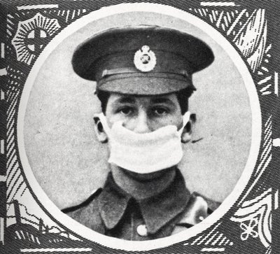 Première Guerre mondiale - Homme portant un respirateur en coton - Unbekannter Künstler