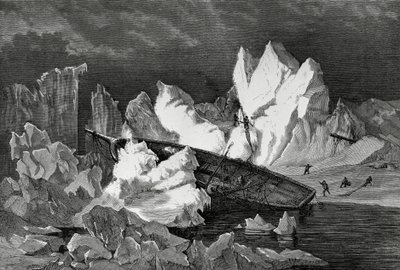 Épave du Hansa écrasée par la glace, octobre 1869, océan Arctique, deuxième expédition allemande au pôle Nord - William M. Timlin