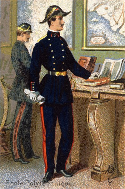 Y : École polytechnique. Gravure dans "Alphabet militaire". Initiales de l