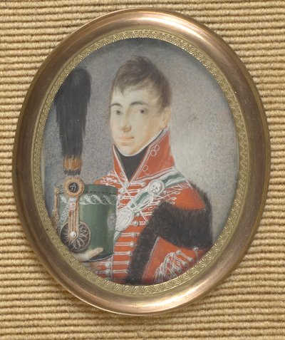 Officier autrichien avec casquette et plumet à la main - Unbekannter Künstler