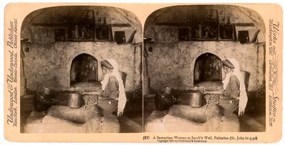 Une femme samaritaine au puits de Jacob, Palestine, 1900 - Underwood and Underwood