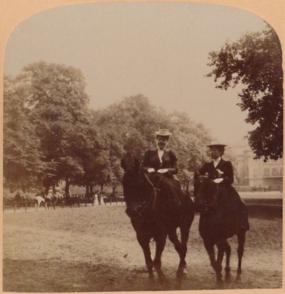 Une promenade matinale, Rotten Row, Hyde Park, Londres, Angleterre, 1896 - Underwood and Underwood