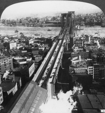 Pont de Brooklyn, New York, États-Unis, fin du 19e ou début du 20e siècle - Underwood and Underwood