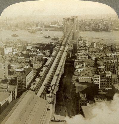 Pont de Brooklyn, New York, USA - Underwood and Underwood