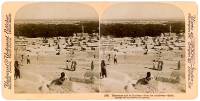 Damas et ses jardins, vus du nord-ouest, Syrie, 1900 - Underwood and Underwood