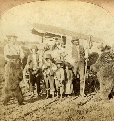 Gitans et ours dansants sur la route - Underwood and Underwood