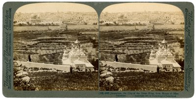 Jérusalem, vue depuis le mont des Oliviers, Palestine, 1901 - Underwood and Underwood