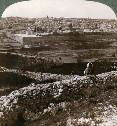 Jérusalem, vue du sud-est, montrant le site du temple, Palestine, années 1900 - Underwood and Underwood