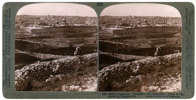 Jérusalem, vue du sud-est, montrant le site du temple, Palestine, années 1900 - Underwood and Underwood