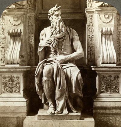 Statue de Moïse de Michel-Ange, Église de San Pietro in Vincoli, Rome, Italie - Underwood and Underwood