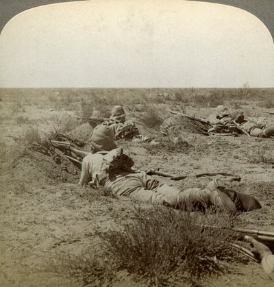 Sur la Ligne de Front avec les Meilleurs de la Reine, Rivière Modder, Afrique du Sud, Guerre des Boers, 1899-1902 - Underwood and Underwood