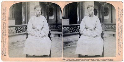 Prince Ching, commandant de la garde de la ville, Pékin, Chine, 1901 - Underwood and Underwood