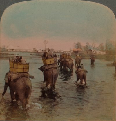 Retour au camp après une journée de chasse, jungle de Bebar, Inde, 1909 - Underwood and Underwood
