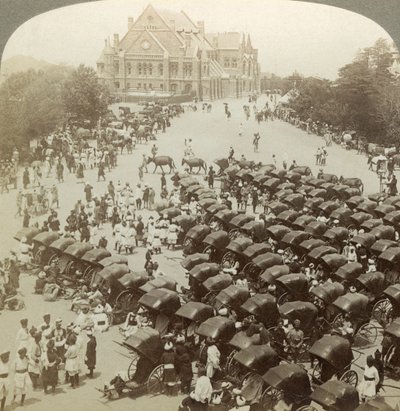Rickshaws devant Christ Church, Simla, Inde, 26 juin 1902 - Underwood and Underwood
