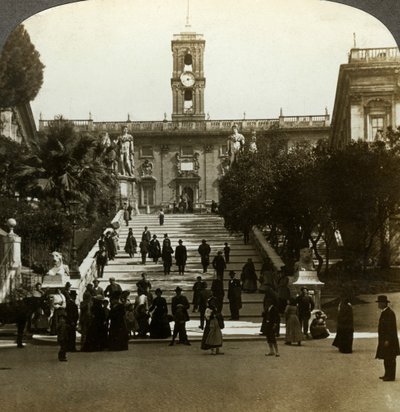 Palais sénatorial, Piazza del Campidoglio, Colline du Capitole, Rome, Italie - Underwood and Underwood