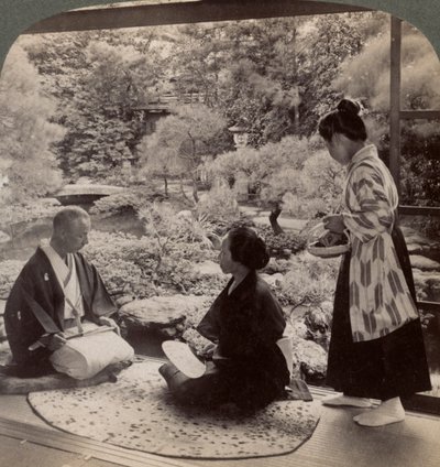Les jardins de la maison de M. Y Namikawa, leader des industries artistiques, Kyoto, Japon, 1904 - Underwood and Underwood