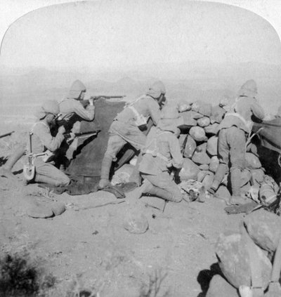 Troupes défendant New Zealand Hill, Slingersfontein, Afrique du Sud, 25 janvier 1900 - Underwood and Underwood