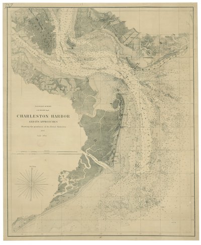 Port de Charleston et ses abords montrant les positions des batteries rebelles LOC lva0000206 - United States Coast Survey