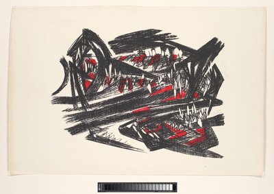 Représentation abstraite en rouge, noir et blanc - Unknown