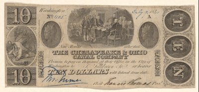 Billet de banque de 10 $ émis par The Chesapeake and Ohio Company avec vignette de Trumbull - Unknown