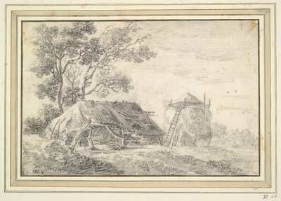 Grange et meule de foin - Unknown