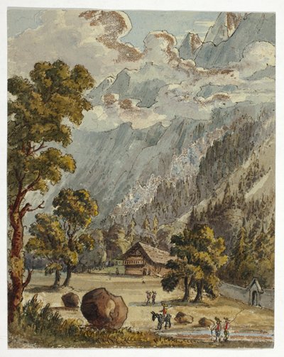 Chalet et jardin au-dessous des Alpes (recto) ; Village et Glacier du Boissons, Chamix (verso) - Unknown