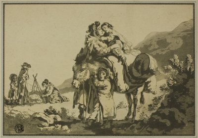 Famille de voyageurs au repos - Unknown