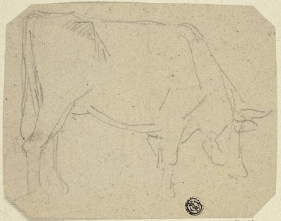 Vache broutant (tournée à droite) (recto); Arrière-train d