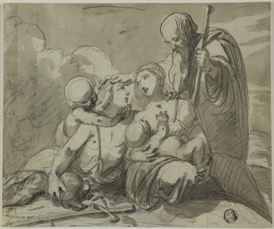 Sainte Famille avec un saint guerrier - Unknown