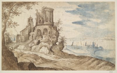 Paysage imaginaire avec le temple de Sibylle, Tivoli - Unknown