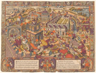 Jérusalem est prise et brûlée, le roi Sédécias a les yeux crevés. Et Jérémie est mené à Babylone. Jérémie 39-43, no. 6, L