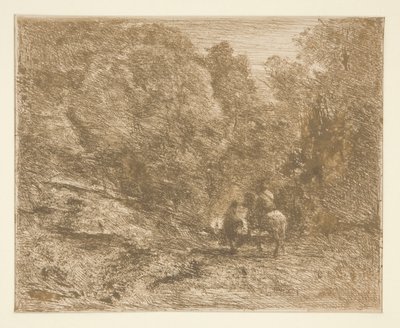 Le cavalier en forêt et le piéton - Unknown