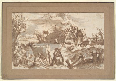 Paysage avec ferme - Unknown