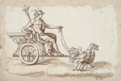 Mercure dans un char tiré par des coqs - Unknown