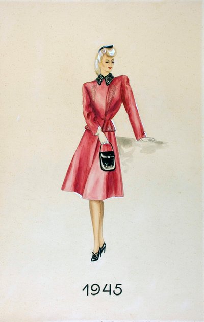 Mannequin en costume, tenant un sac à main, 1945 - Unknown