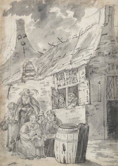 Paysans devant un cottage - Unknown