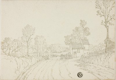 Route passant devant une maison dans un paysage - Unknown