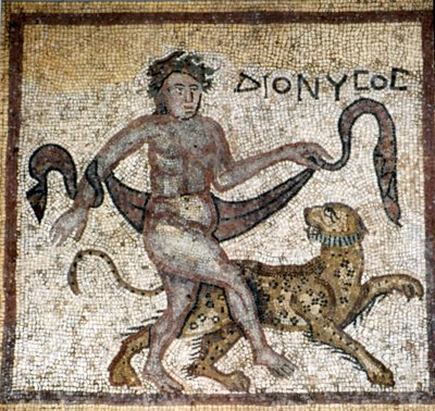 Mosaïque romaine, Dionysos avec panthère, 4e siècle - Unknown