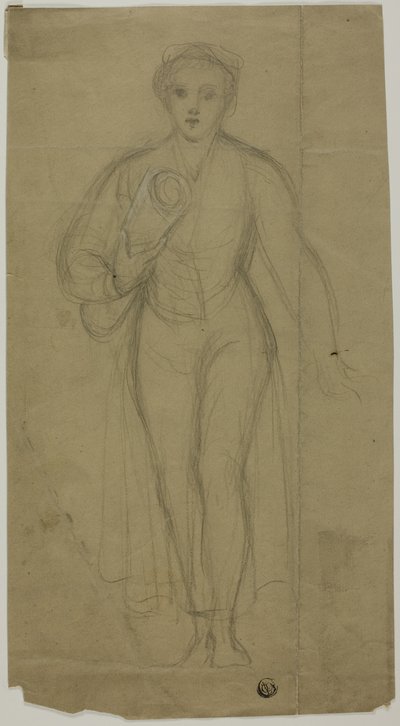 Femme Debout Portant un Papier Enroulé - Unknown