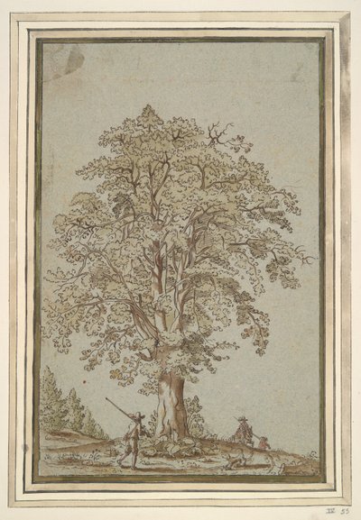 Arbres et trois chasseurs - Unknown
